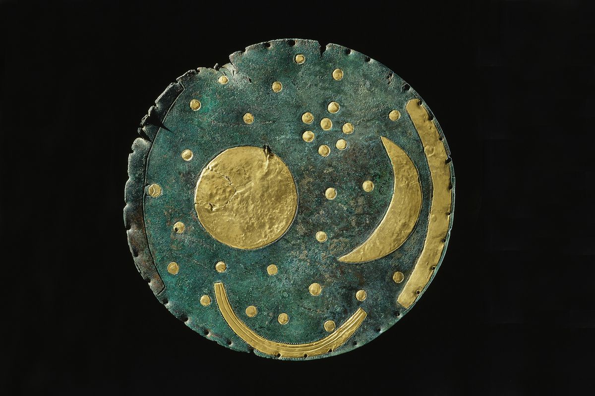 Nebra sky disc, Germany, about 1600 BC