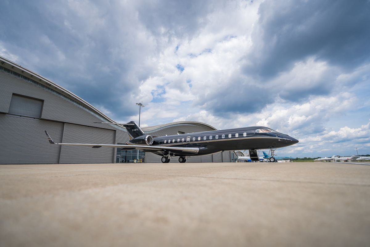 The Global 6000 private jet on a tarmac