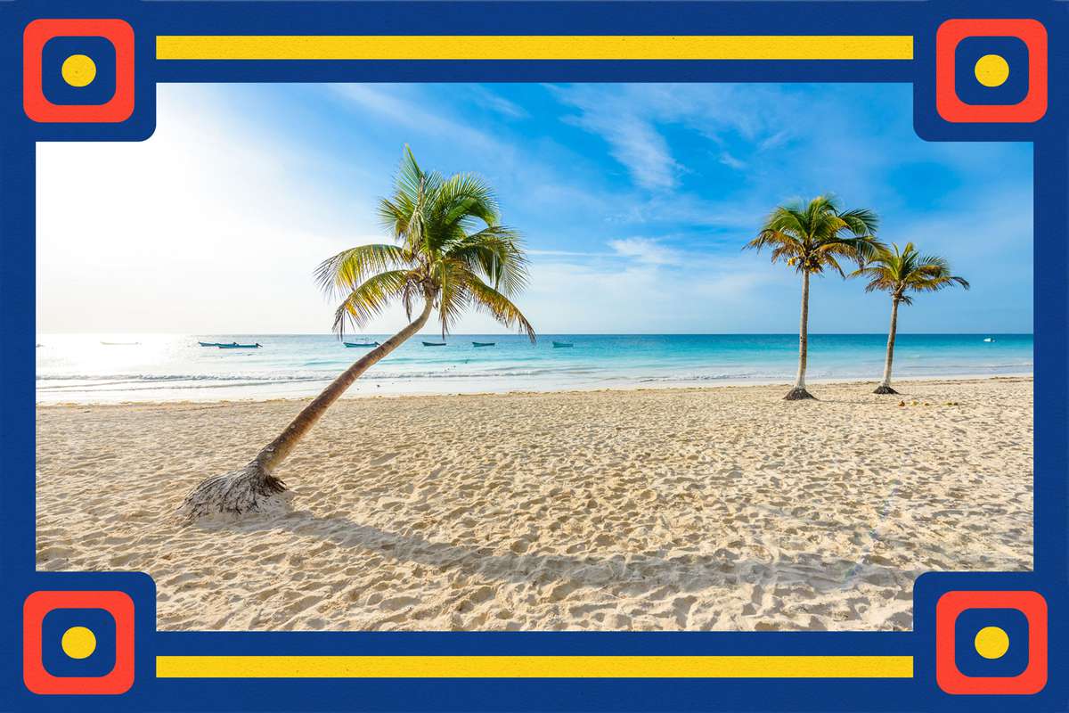 Paradise Beach also called Playa Paraiso at sunrise - beautiful and tropical caribbean coast of Tulum in Quintana Roo, Riviera Maya, Mexico