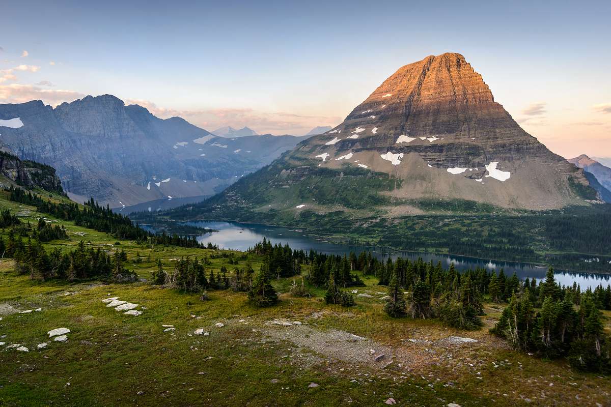 Hidden Lake And Bearhat Mountain In Glacier National Park