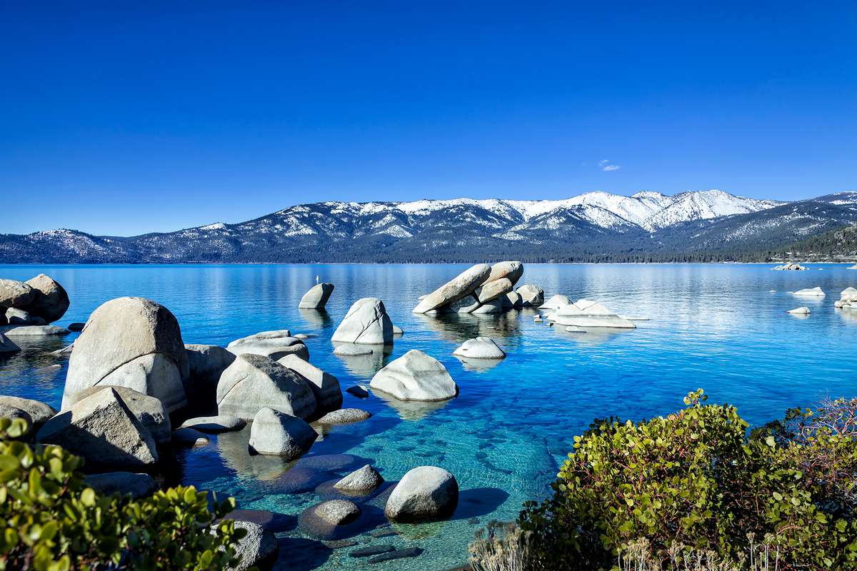 Sand Harbor, a Neveda State Park located on the Northeast shore of Lake Tahoe in the late winter