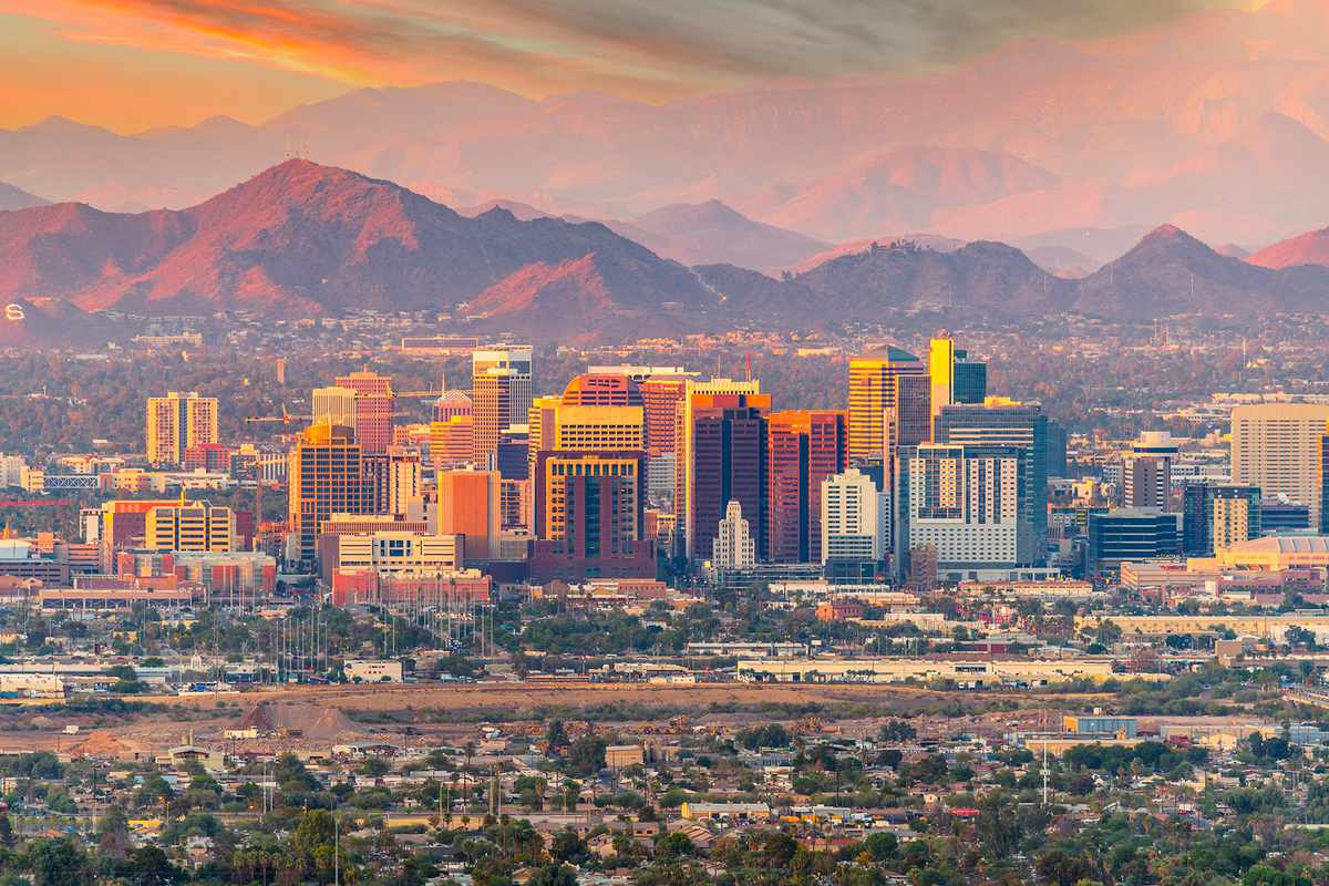 Phoenix, Arizona skyline at sunset