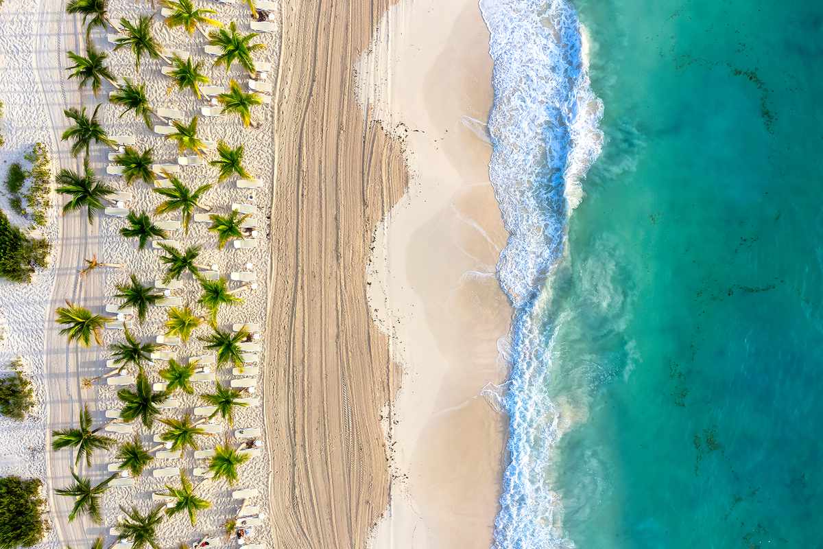 Drone View of the Beach in Costa Mujeres Mexico