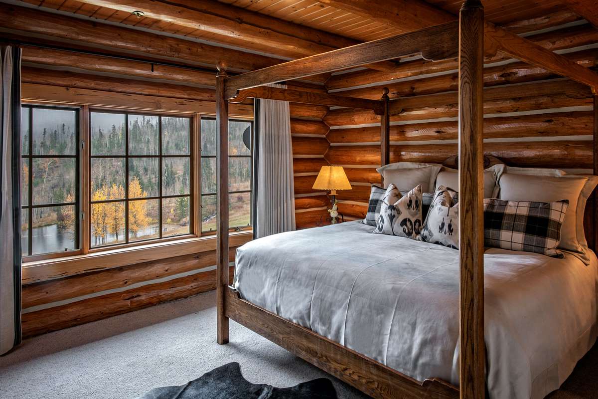 Triple C Ranch in Colorado, new redesign with updated interiors for a cozy cabin feel. The scenery is autumn and winter