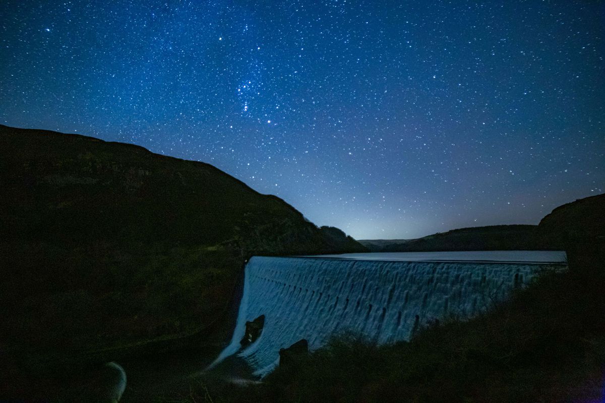 Night sky full of stars in Elan Valley, Wales