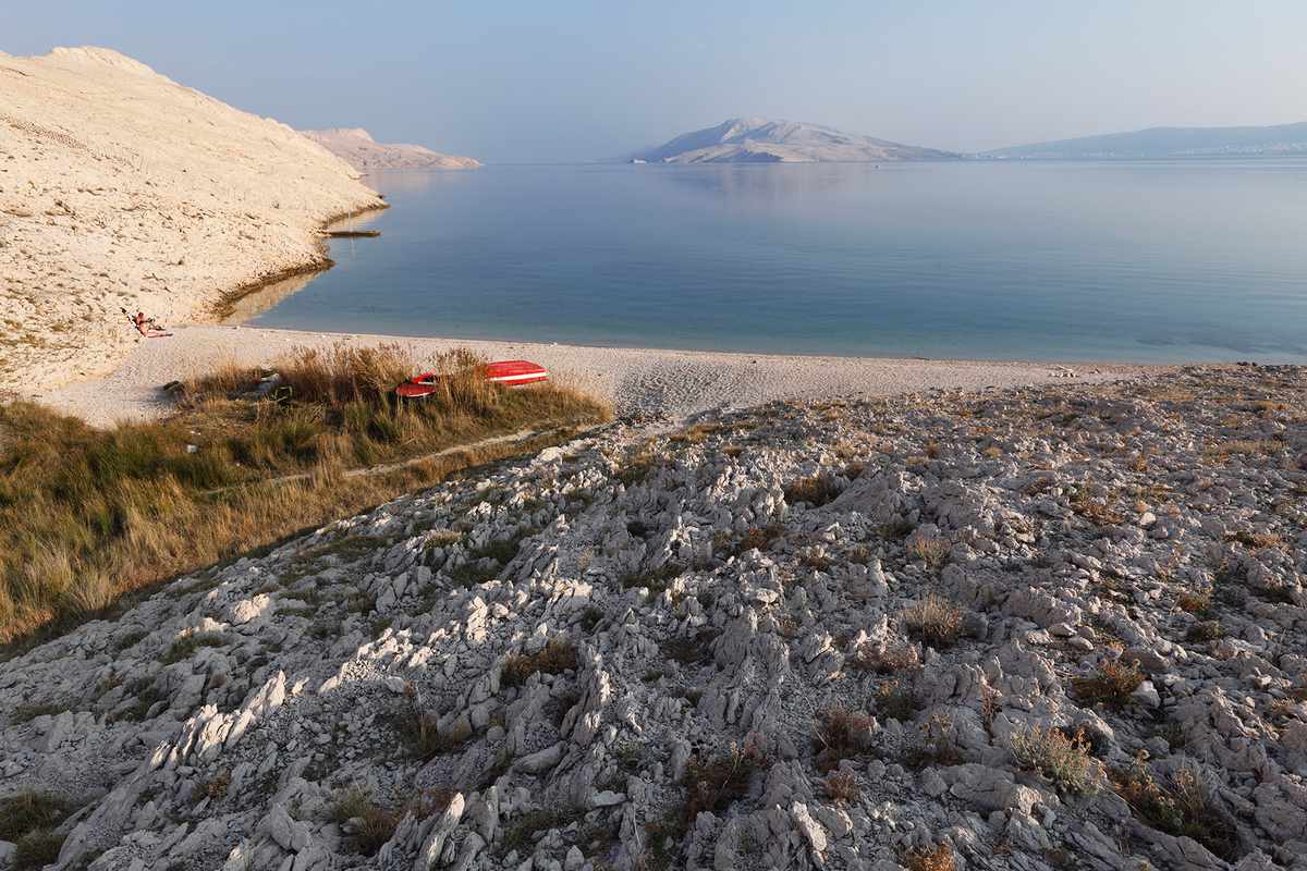 Croatia, Adria, Dalmatia, View of pag island with rucica bay