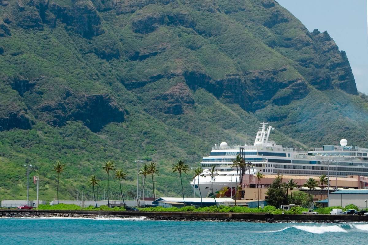 Cruise ship in the sea, Nawiliwili Beach Park, Kauai, Hawaii Islands