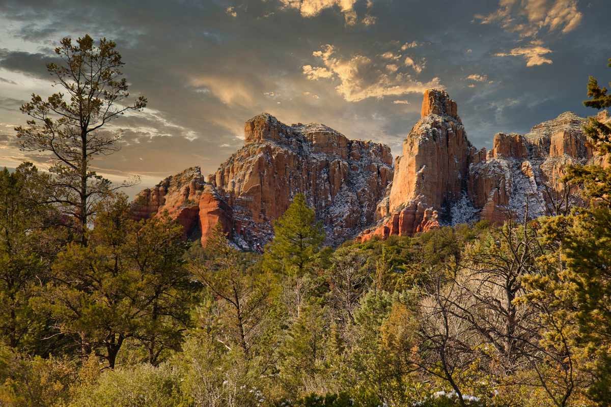 View of rock formations against sky during sunset, Sedona, Arizona