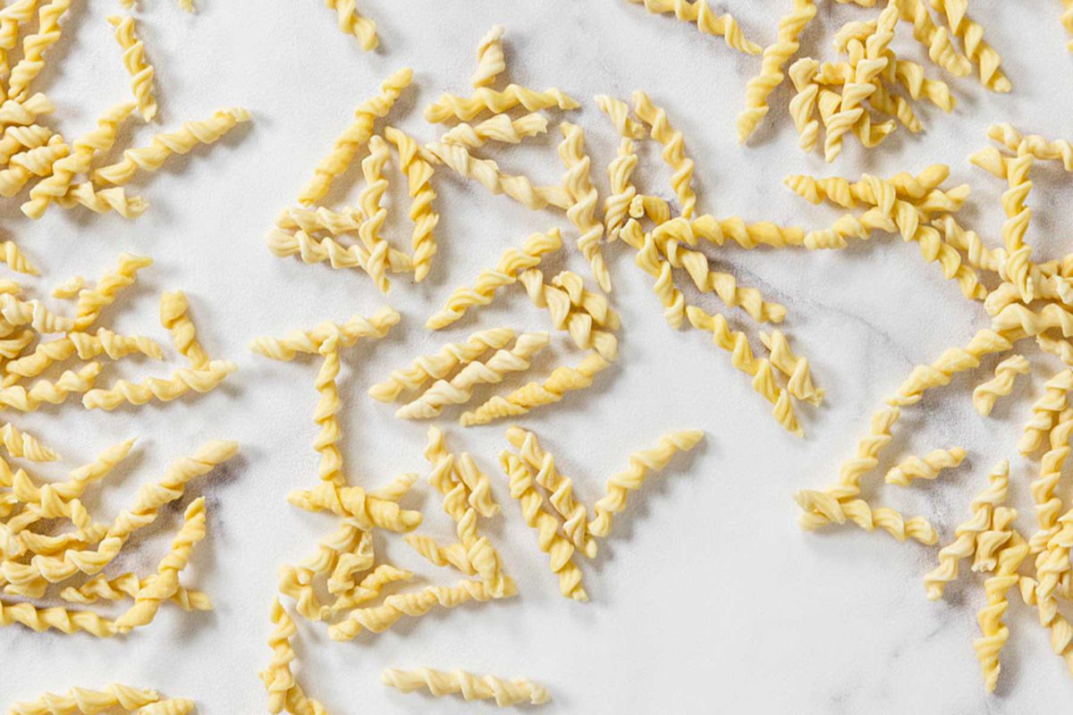 Detail of dried pasta called andarinos