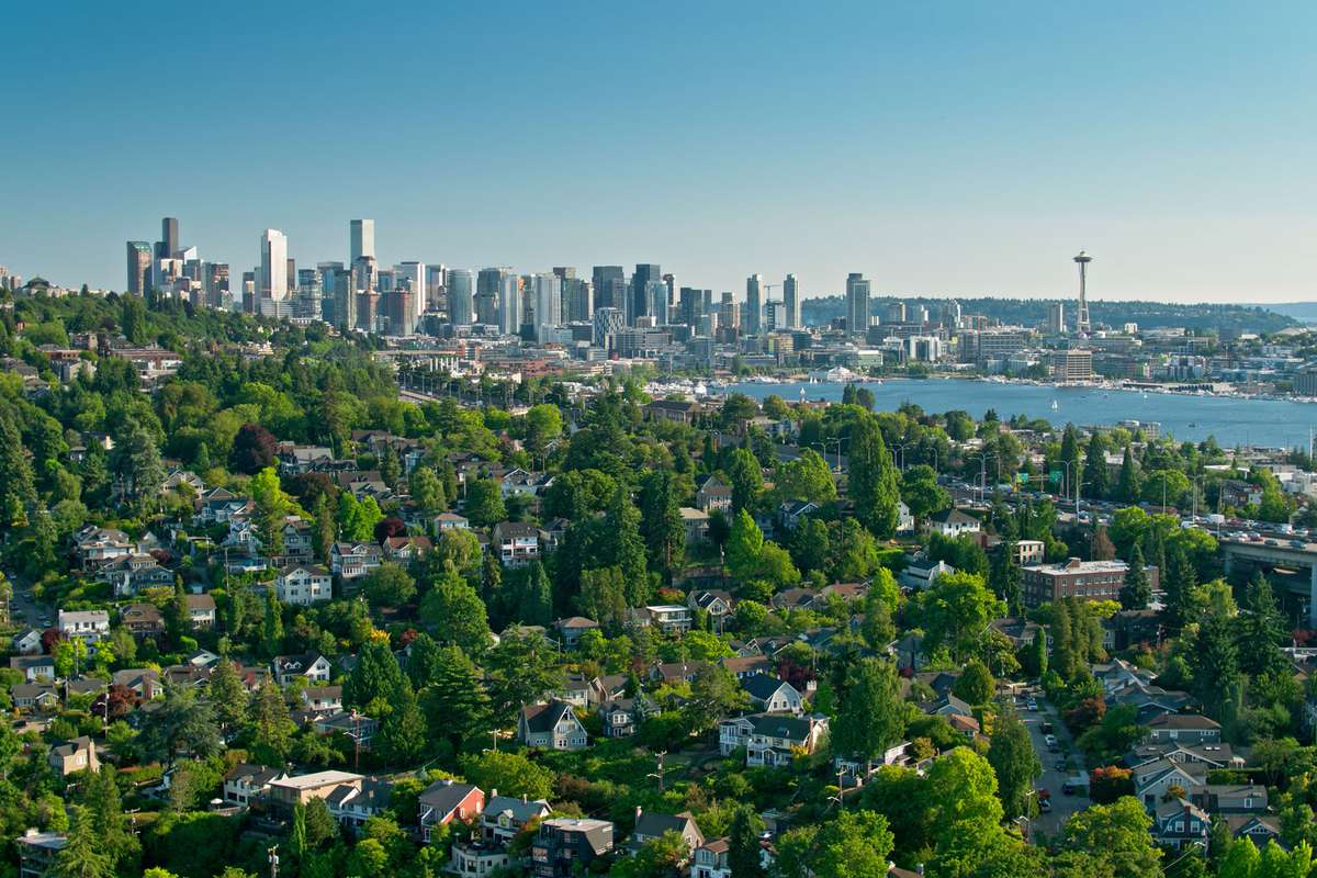 Montlake, Seattle with Downtown Skyline - Aerial