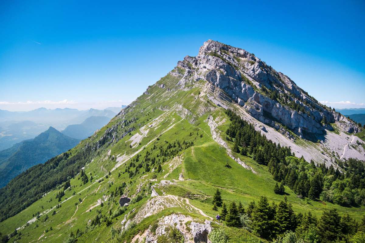 High Angle View Of Mountain Range Against Blue Sky, from Villard de Lans in France