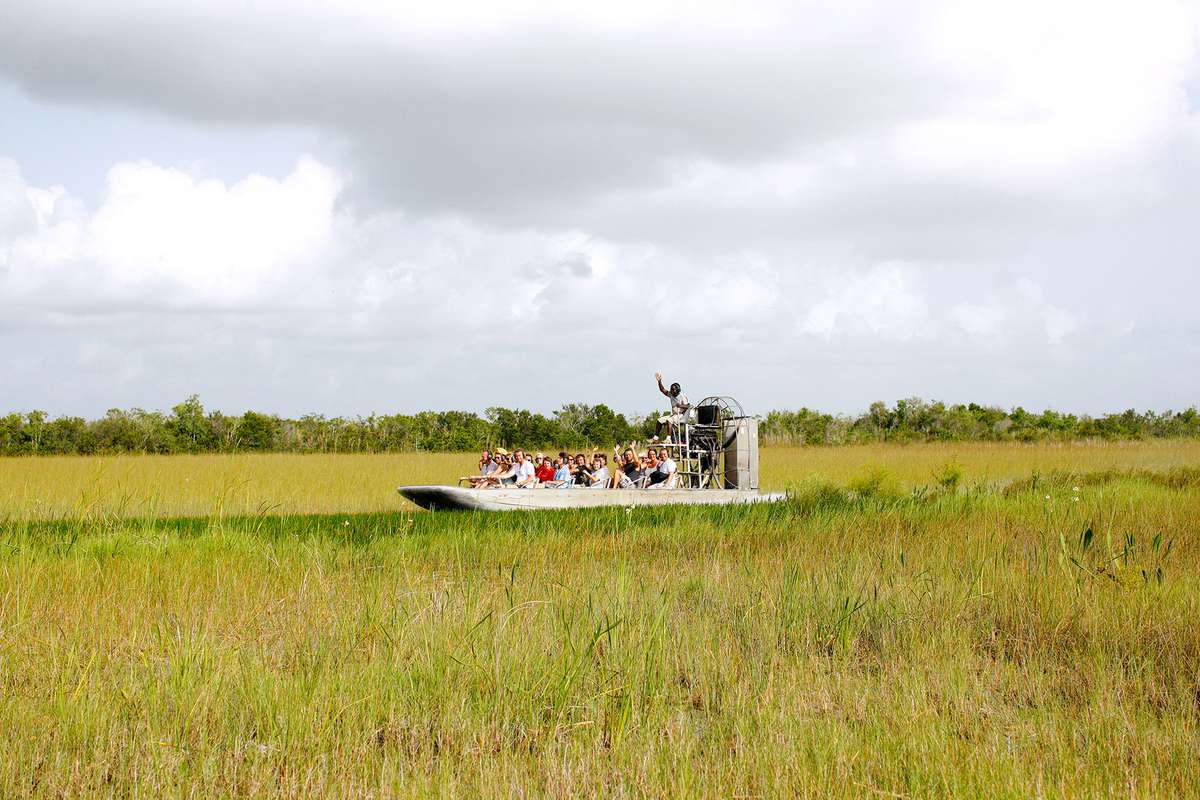 Tourists on Everglade Airboat Ride