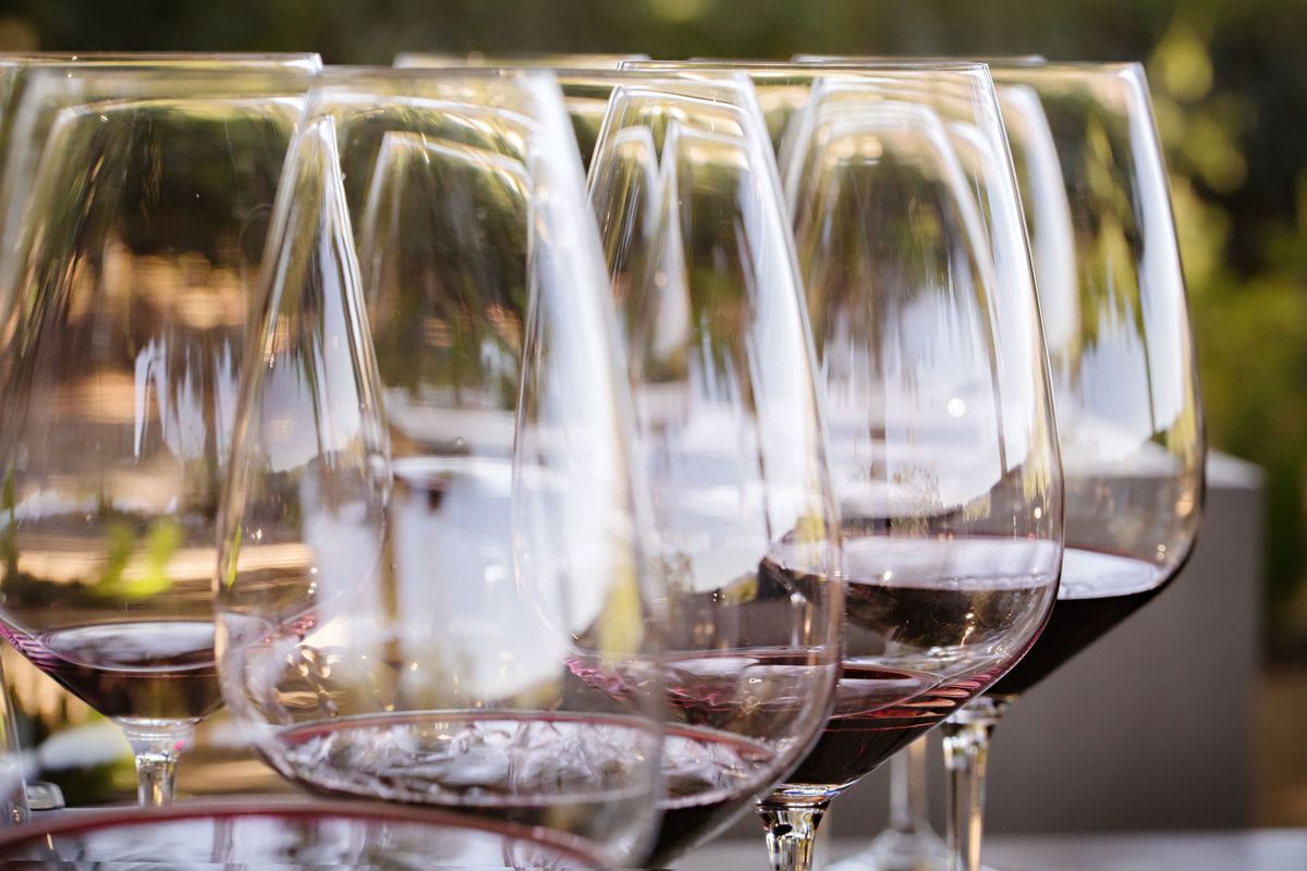 Four Red Wine Glasses ready for a Wine Tasting at a Napa Valley Vineyard