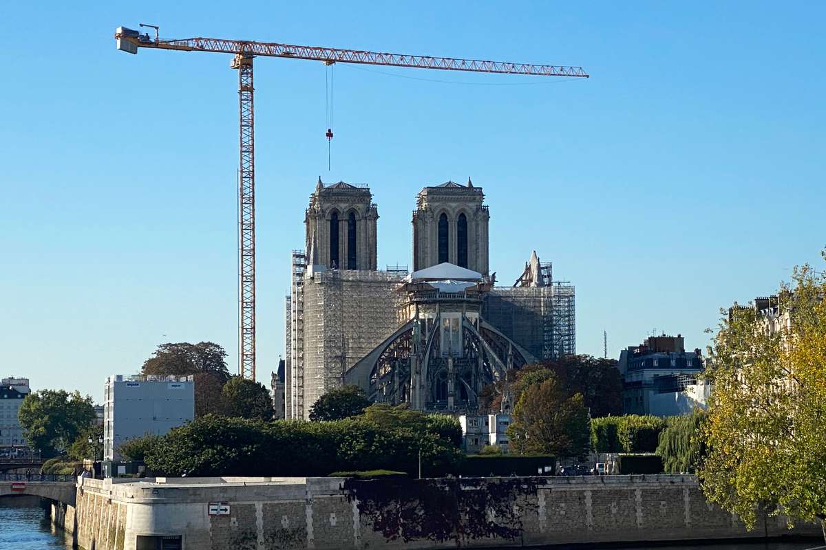 Restoration at Cathédrale Notre-Dame in Paris in October 2021