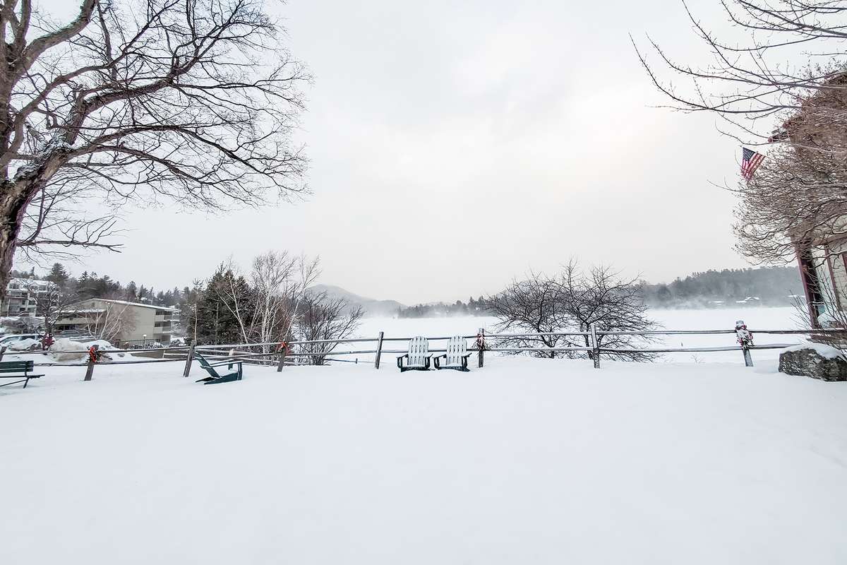 Lake Placid in Winter Andriondack chairs