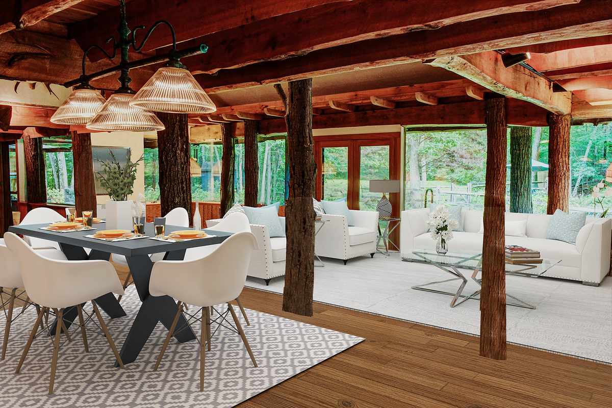 The living room of THE TREEHOUSE at 720 West Road, Richmond, Massachusetts