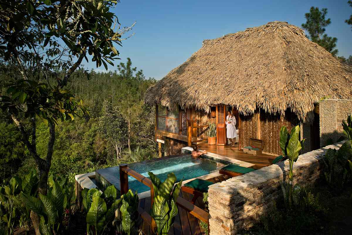 Luxury Cabana and Pool at Blancaneaux Lodge