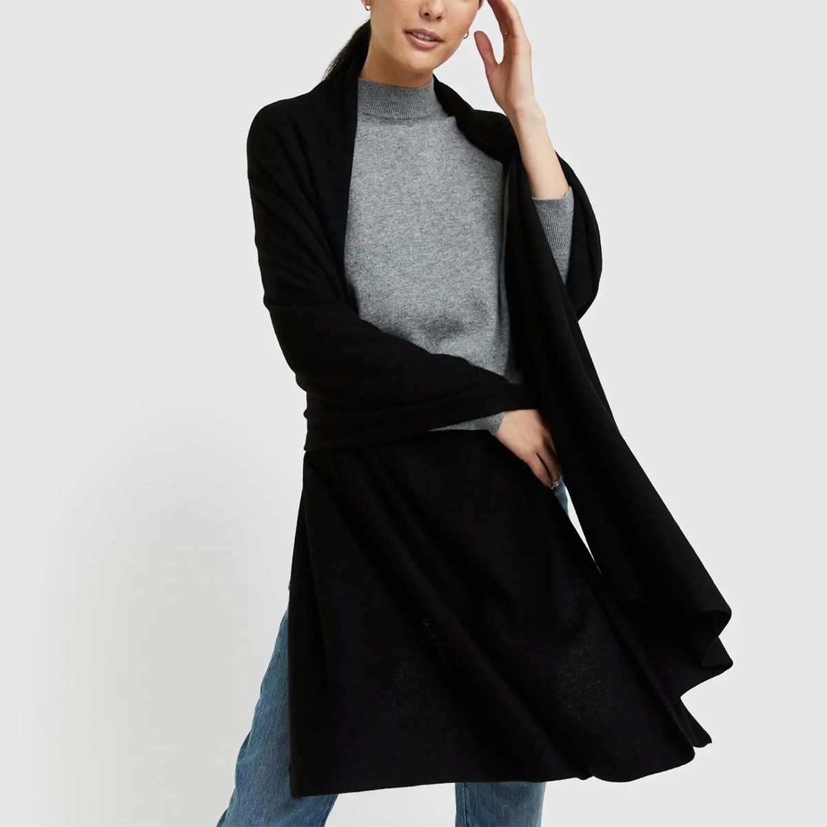 Quince Mongolian Cashmere Wrap in Black