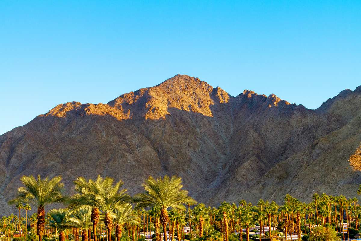 Mountain Peak with Palm Trees at Indian Wells, California
