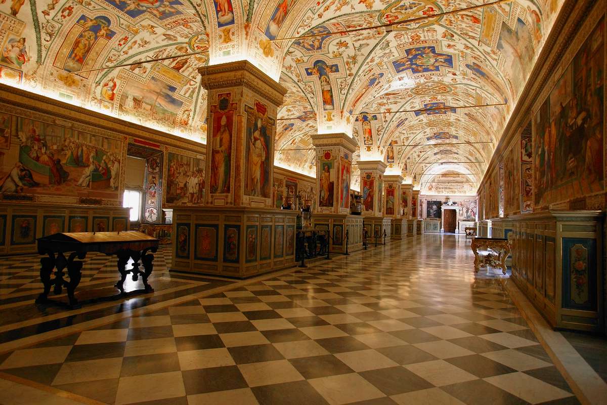 Hallway of Library at The Vatican Museum Vatican City Rome Italy