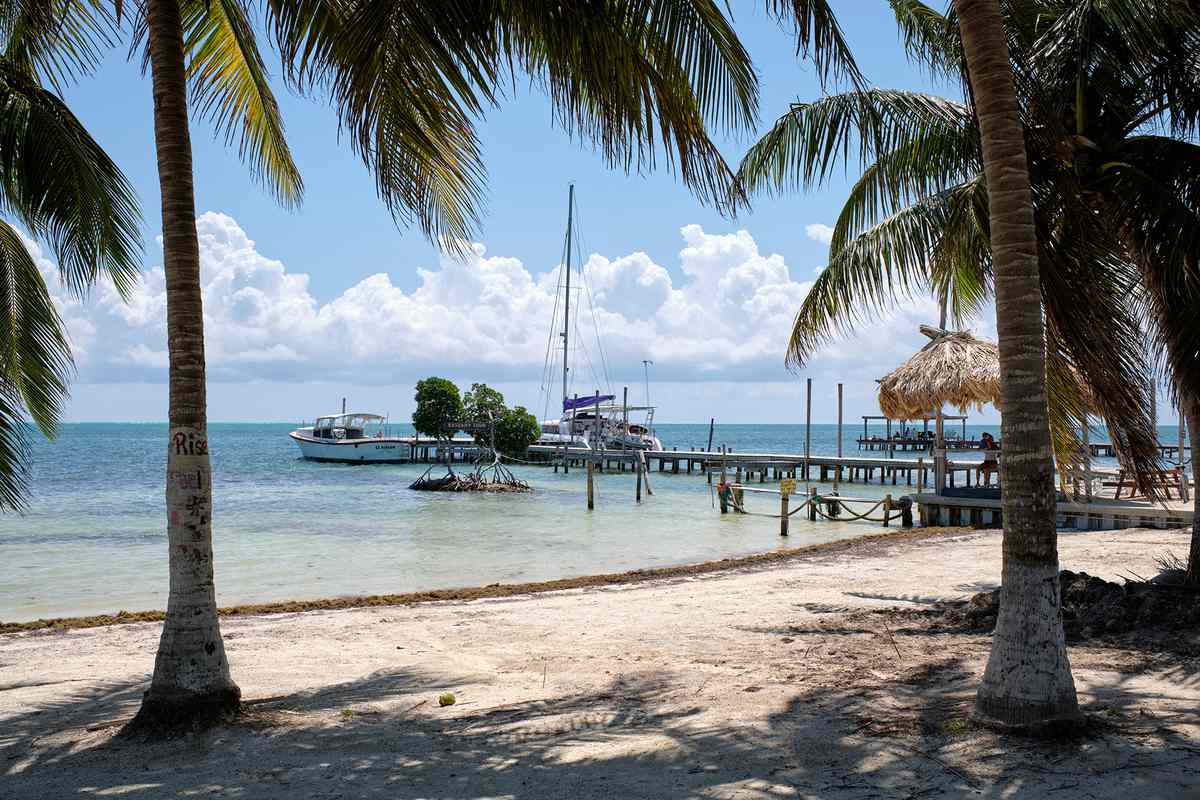 Beach of Caye Caulker during a sunny day.