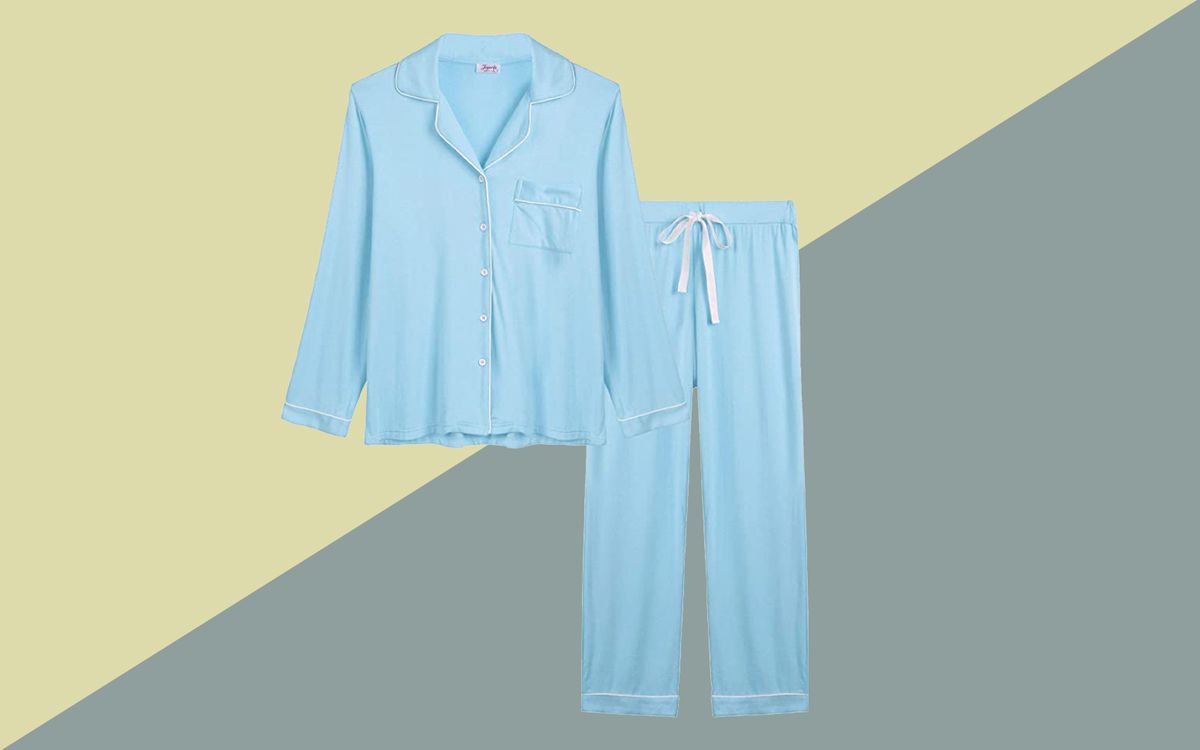 Joyaria Womens Soft Bamboo Pajama Sets Button Down Long Sleeve Pj Pants Set Sleepwear
