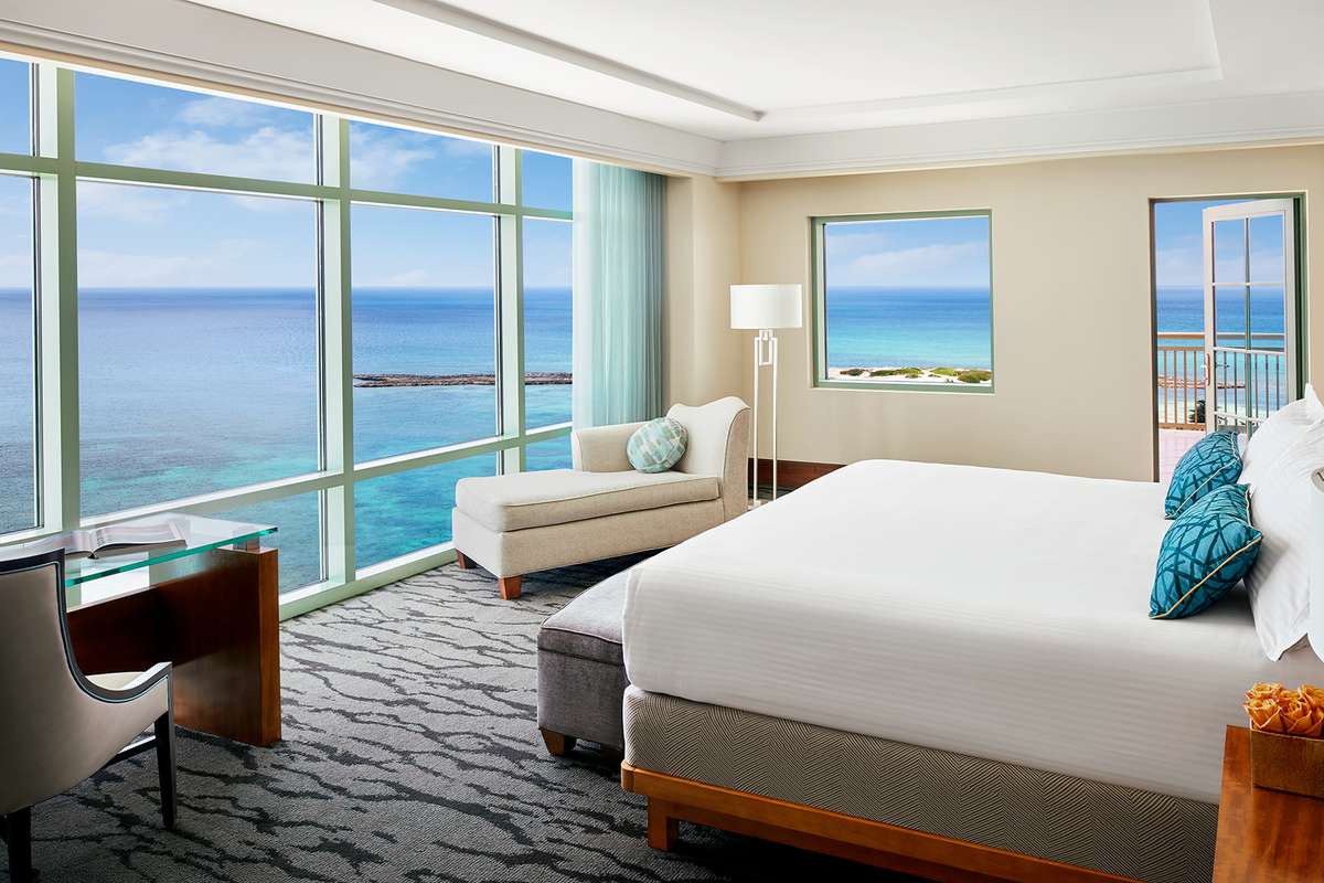 Interior of the Topaz Suite Bedroom at The Reef at Atlantis Paradise Island