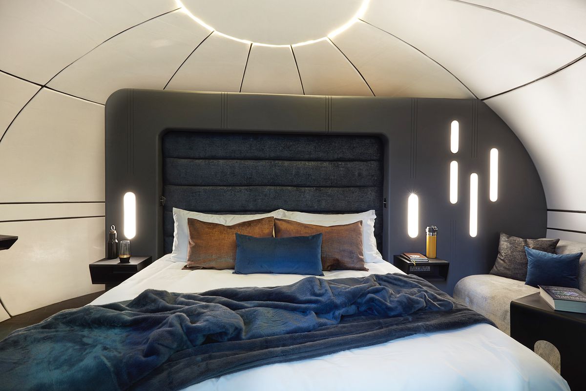 A bedroom inside of White Desert Antarctica Echo