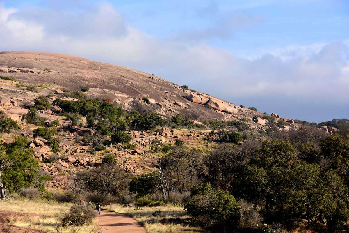 A view from the base of Enchanted Rock state park