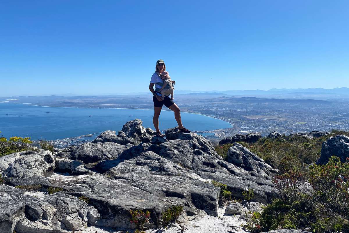 Kathryn Romeyn and her daughter hiking Table Mountain in South Africa