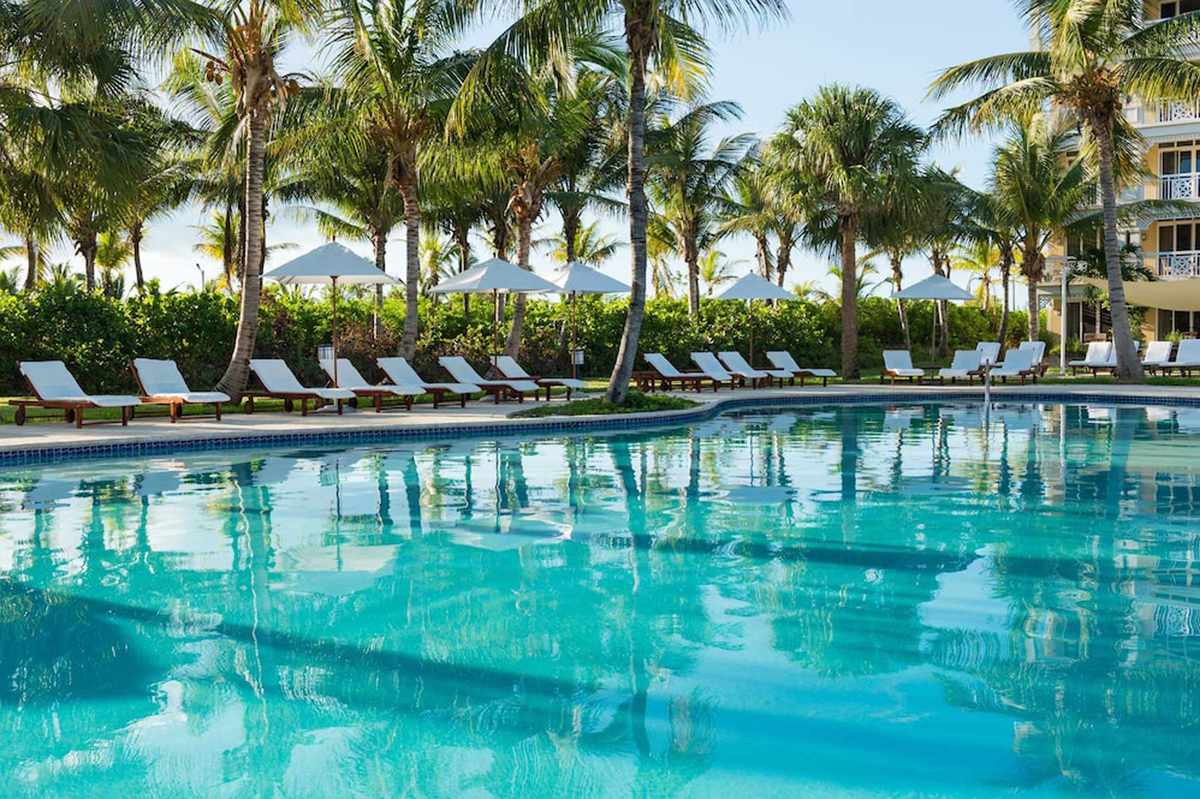 Pool and palm trees at Alexandra Resort, Providenciales, Turks & Caicos
