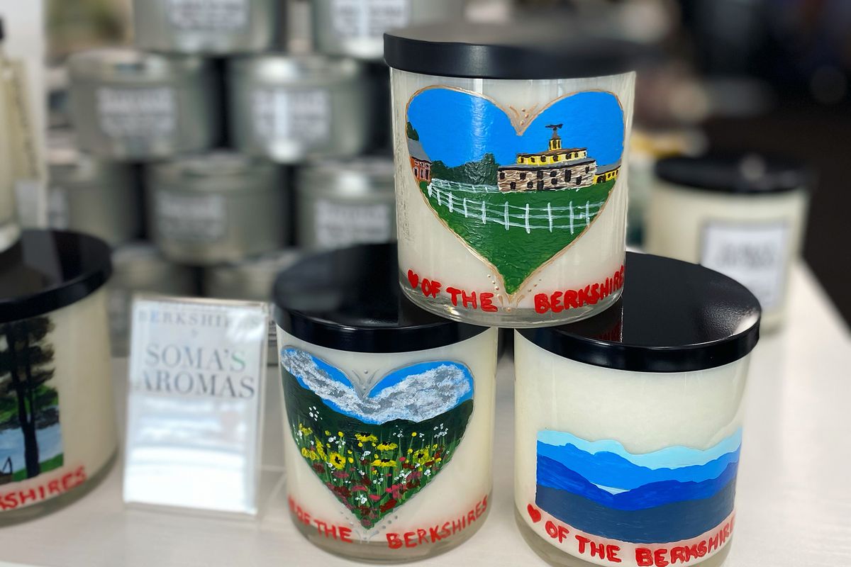 Handmade and painted candles from Soma's Aromas