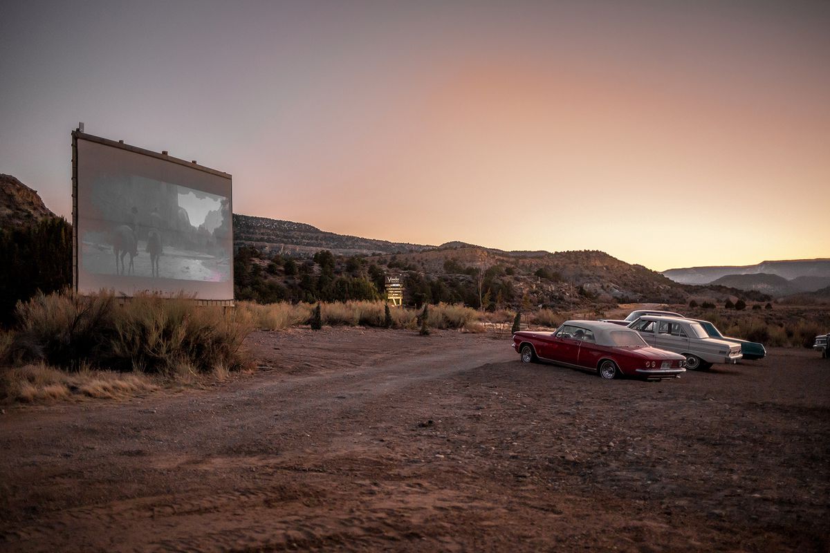 Cars at the drive-in at Yonder Escalante