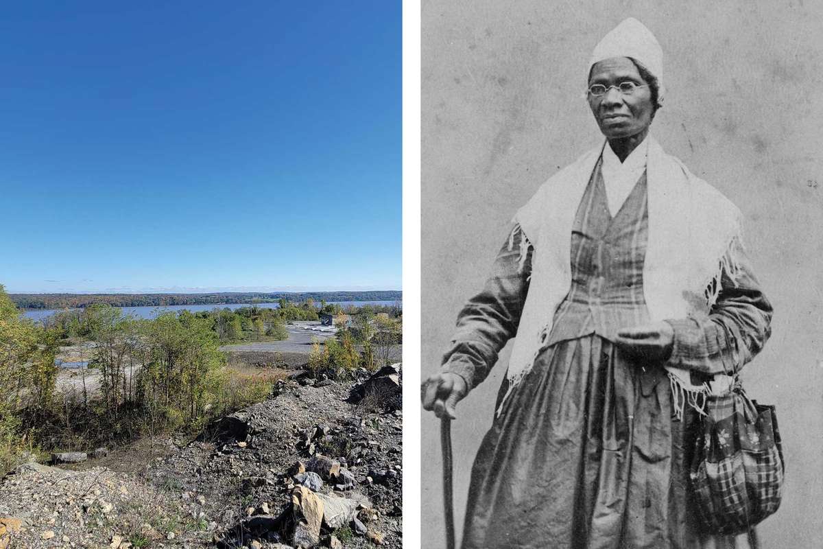 Site photo of coming park to honor Sojourner Truth, pictured left