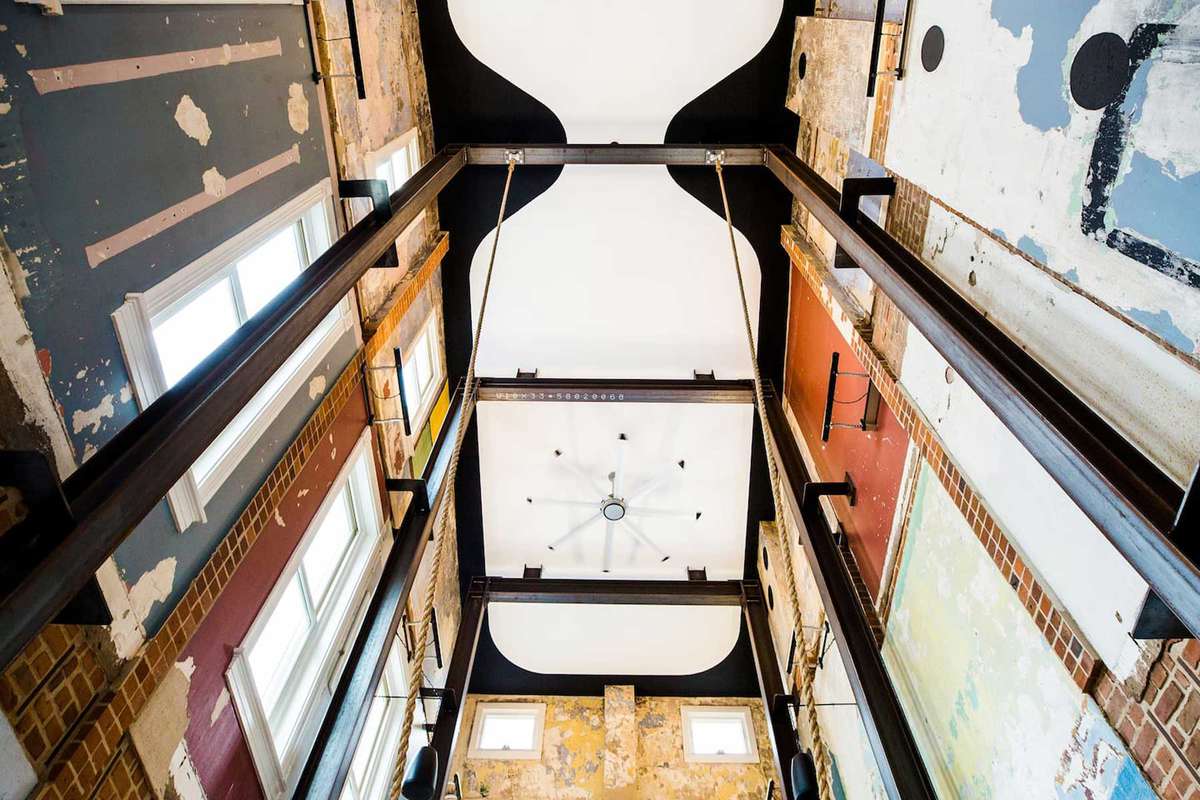 Unique loft space, industrial and art style with swing in Cincinnati, Ohio
