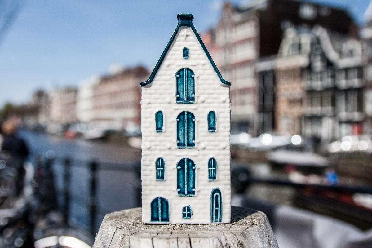 The Delft Blue Houses of KLM in Amsterdam