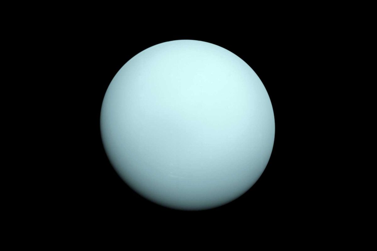 This is an image of the planet Uranus taken by the spacecraft Voyager 2.