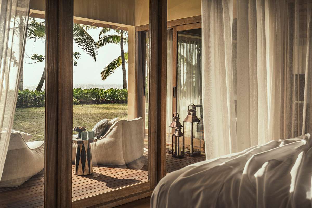 Interior of a suite at Four Season Seychelles at Desroches Island