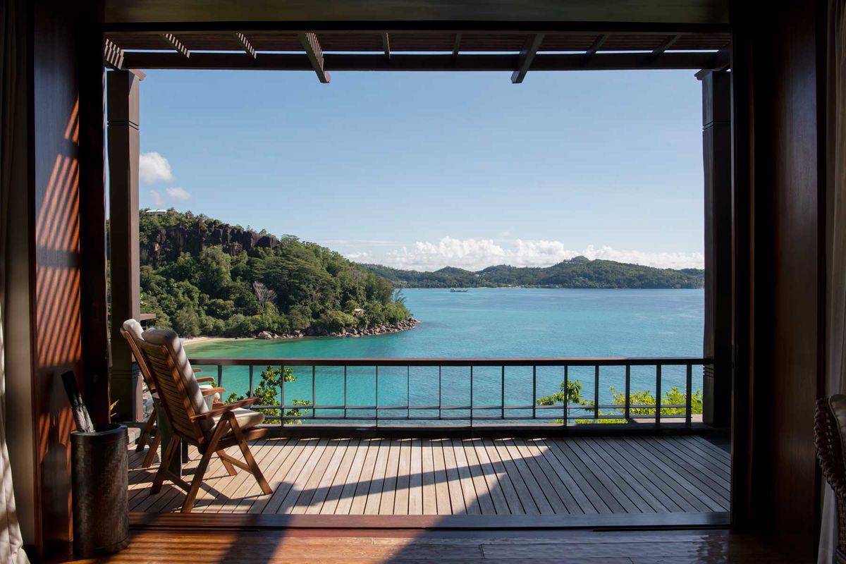 The view from a villa at the Anantara Maia Seychelles resort in the Seychelles