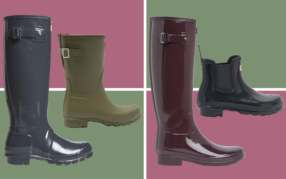 various colors of rain boots