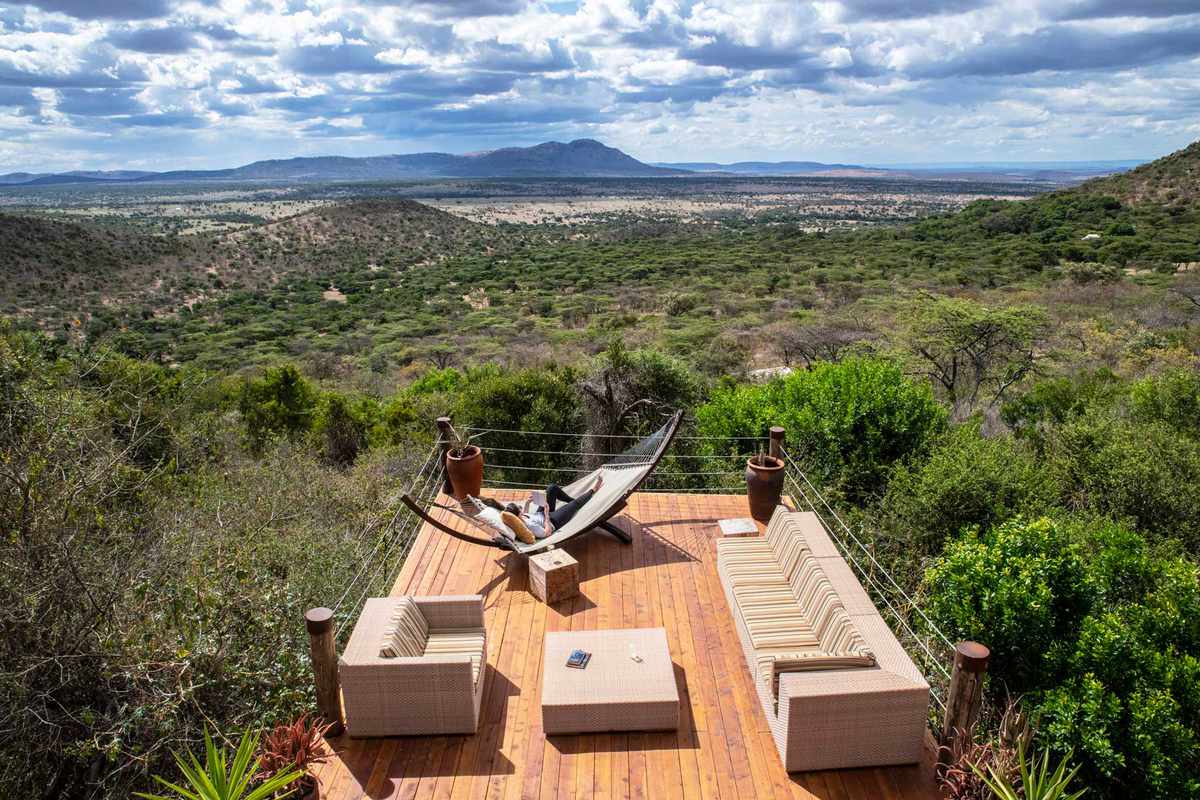 The deck of a luxury camp in Kenya