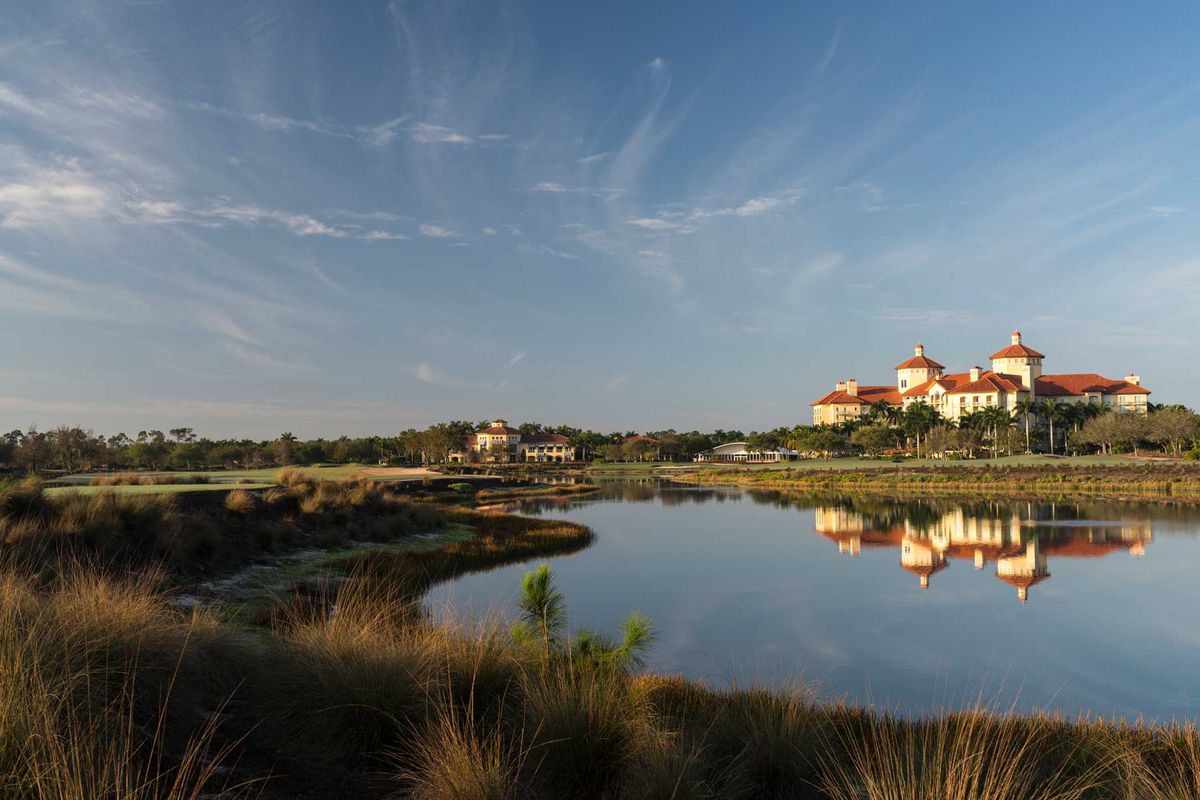 Exterior view of from golf course of The Ritz-Carlton Golf Resort in Naples, Florida