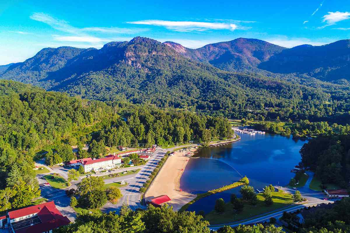 Drone View of Lake Lure, North Carolina, USA