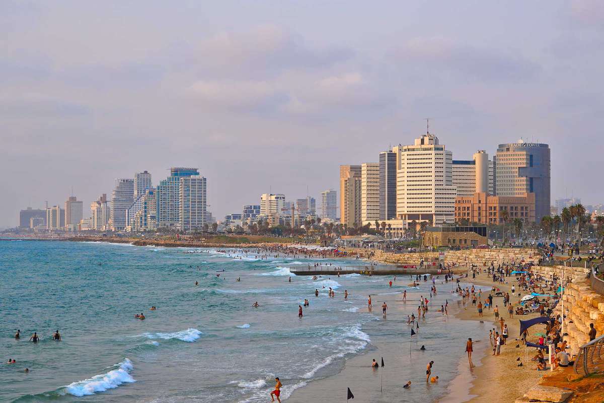 Tel Aviv coastline view during summer