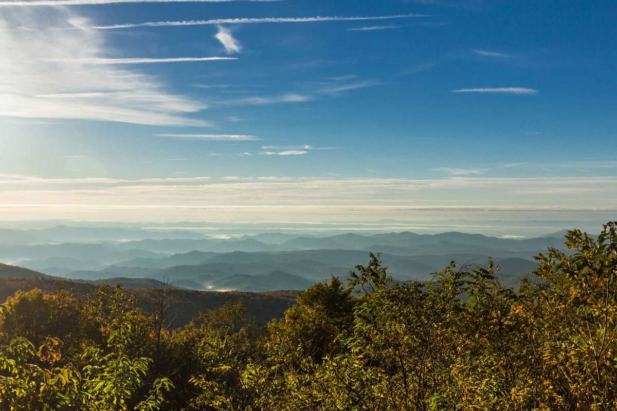 Pisgah National Forest in the fall seen from the Blue Ridge Parkway.