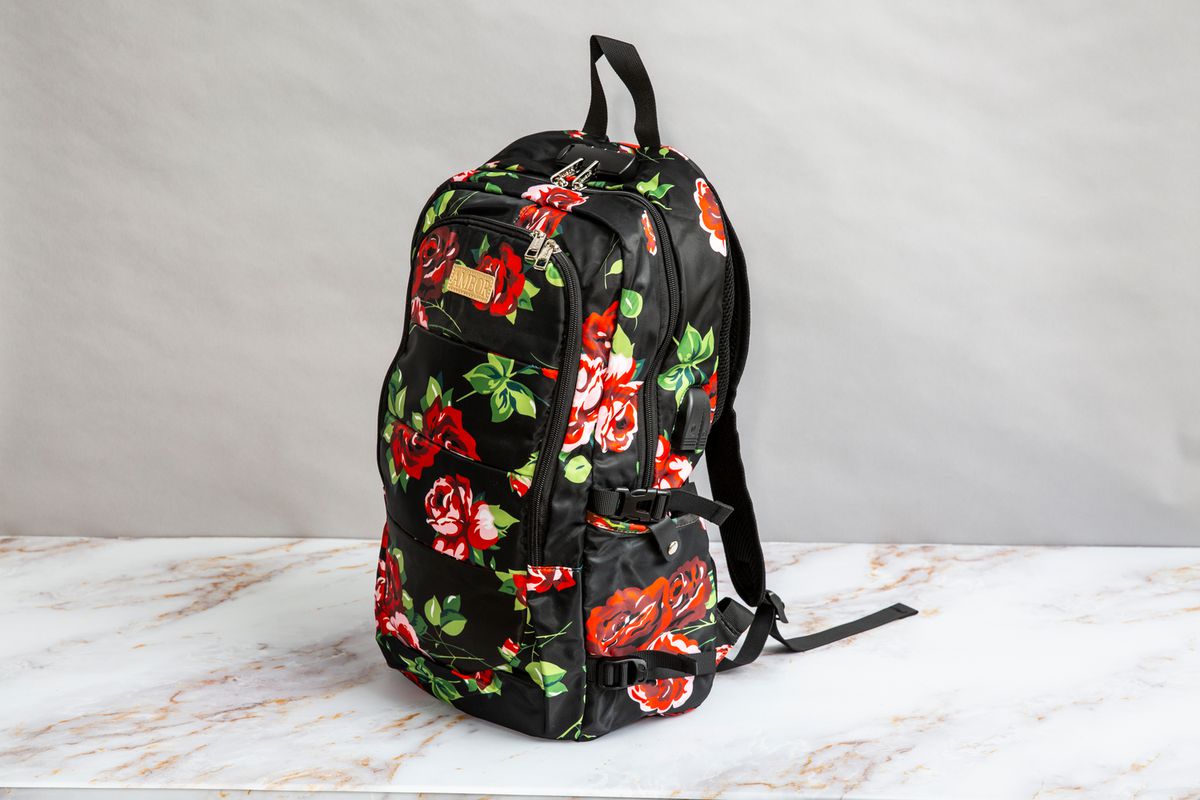Large Fold-Over Laptop Backpack Vintage Flower Round Daypack Purse Bookbag For Men,Women