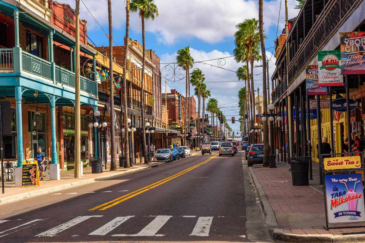 Famous 7th Avenue in the Historic Ybor City, now designated as a National Historic Landmark District in Tampa, Florida