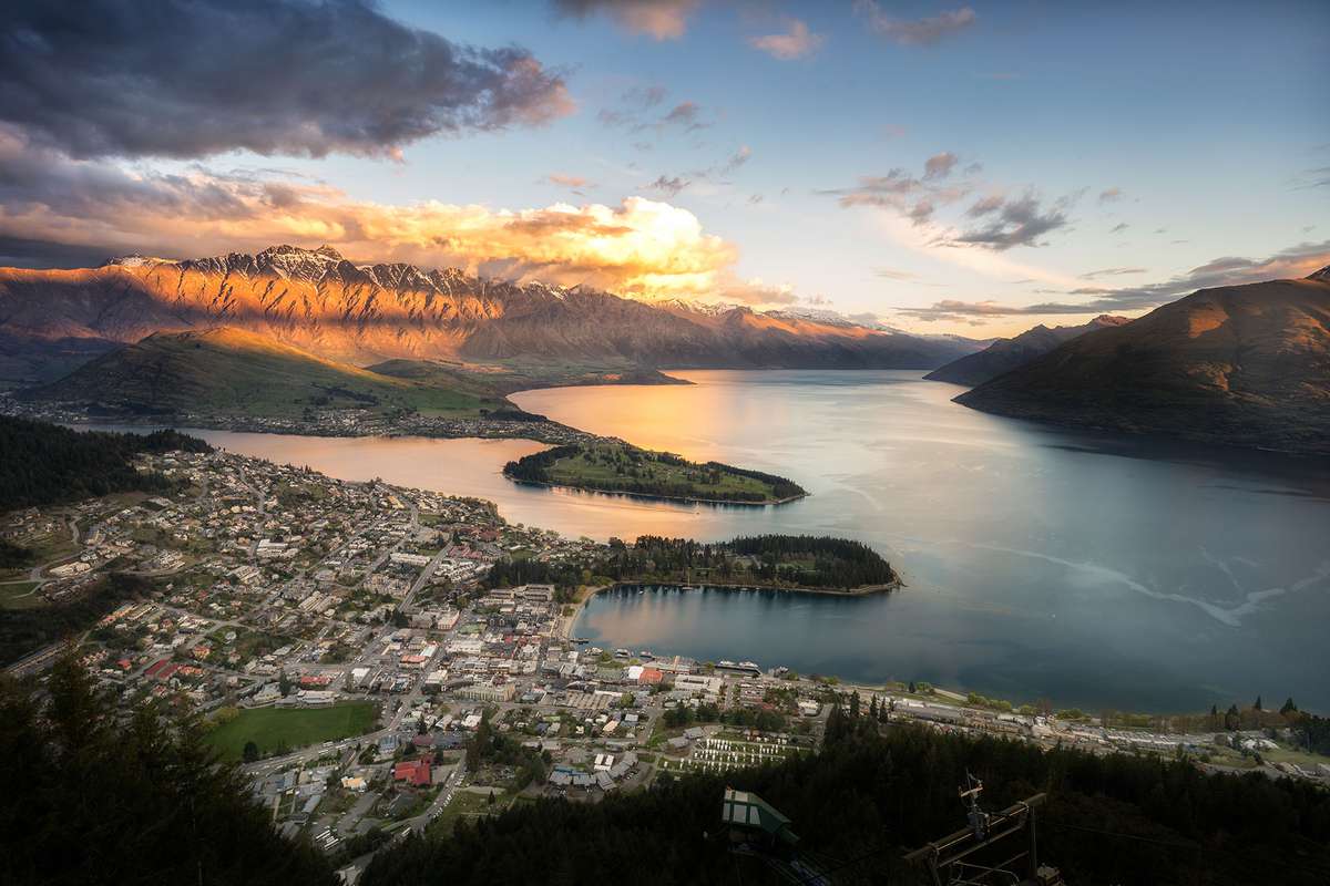 Aerial view of Queenstown city