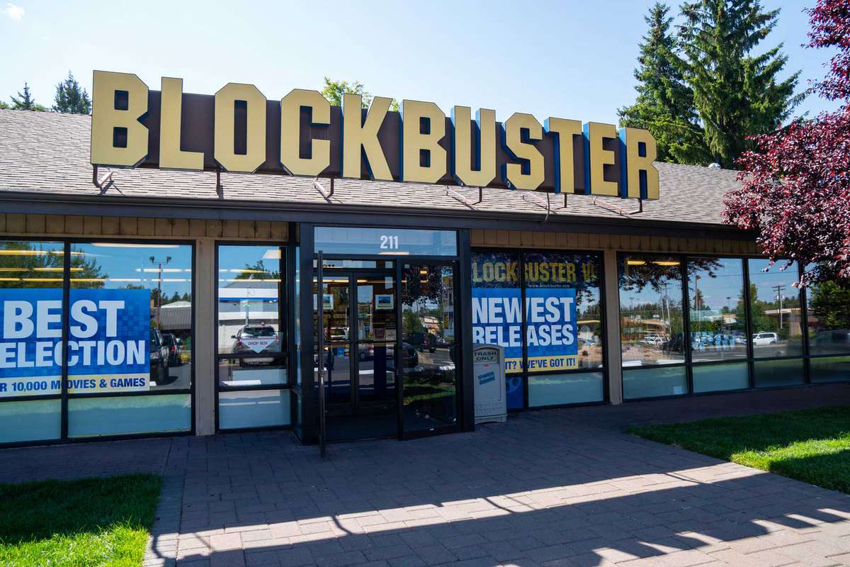 Exterior of the last remaining Blockbuster Video - rental store in the United States of America