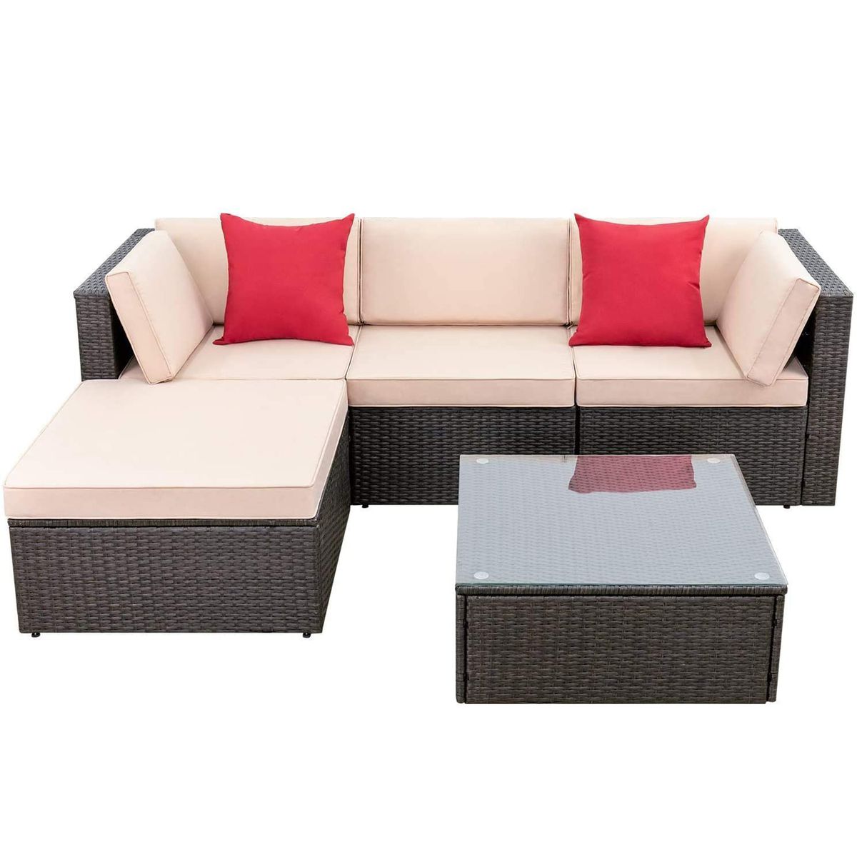 Devoko 5 Pieces Patio Furniture Sets All Weather Outdoor Sectional Sofa